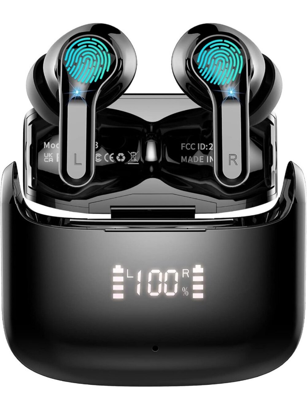 Wireless Black IPX8 Waterproof 70H Over Deep Bass Sound Bluetooth 5.4 Earbud